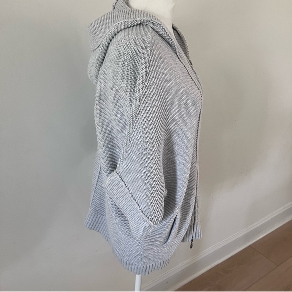 Kinross Oversized Chunky Knit Zip-Up Short-Sleeved Hooded Sweater | Size Small| - Picture 3 of 6